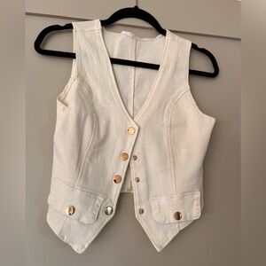 Stylish Off White Vest with Gold Buttons